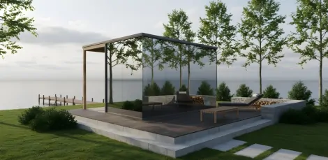 Spiegelglas Sauna