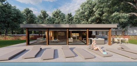 Einzigartiges Panorama-Außensaunahaus Horizont 2025