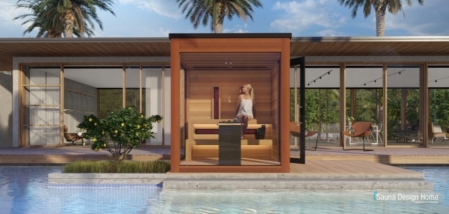 Modern Aussensauna mit Sichtschutz