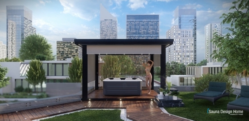 Pergola Schwarz mit zipSCREEN-Beschattung