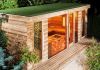 Komfort Gartensauna mit Gründach