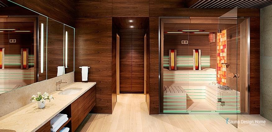Kombinierte Sauna nach Maß mit Glasfront Zürich